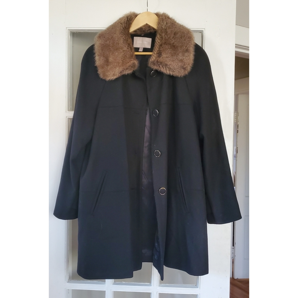 Banana Republic Wool Blend Coat Faux Fur Collar